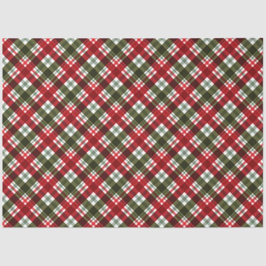 Christmas Red Green Kariert Seidenpapier (Vorderseite)