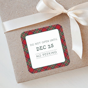 Christmas Red Green Kariert Stewart Tartan Quadratischer Aufkleber