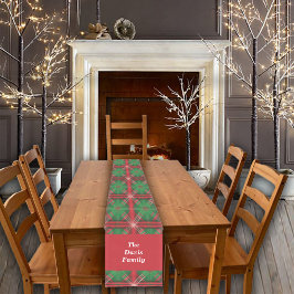 Christmas Red Green Kariert Tiles Individuelle Nam Kurzer Tischläufer