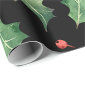 Christmas Red Green Mistletoe Black Geschenkpapier (Rolleneckpunkt)