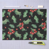 Christmas Red Green Mistletoe Black Seidenpapier (Handwerk)