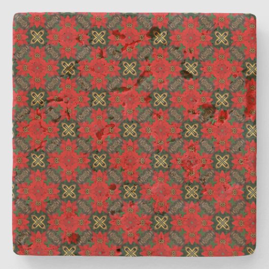 Christmas Red Green Modern Pattern Steinuntersetzer (Vorderseite)