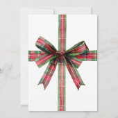 Christmas Red Green Plaid Coquette Bow Holiday Einladung (Rückseite)
