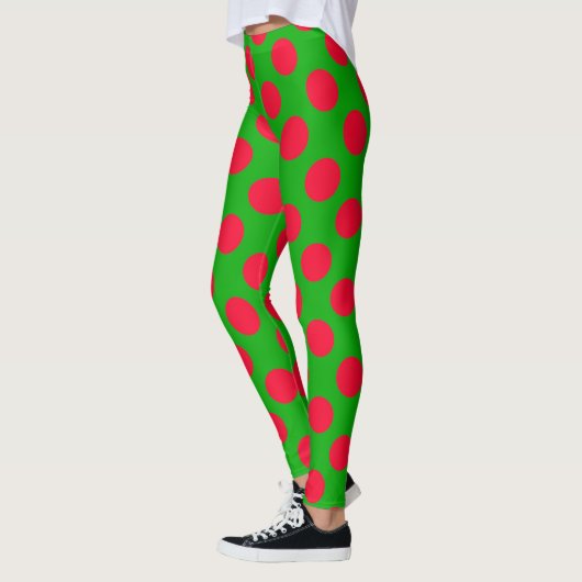 Christmas Red Green Polka Dot Leggings (Links)