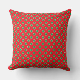 CHRISTMAS RED & GREEN POLKA DOTS KISSEN