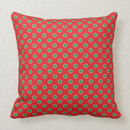 CHRISTMAS RED & GREEN POLKA DOTS KISSEN