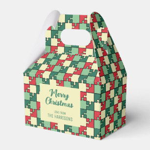 Christmas Red Green Puzzle Piece Geometric Geschenkschachtel