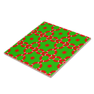 Christmas Red Green Stars Mosaik Fliese