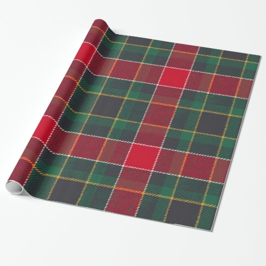 Christmas Red Green Tartan Glossy Holiday  Geschenkpapier (Ungerollt)