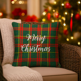 Christmas Red Green Tartan Kissen