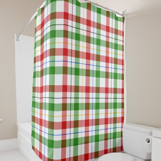 Christmas Red Green White Flannel Plaid Design  Duschvorhang