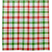 Christmas Red Green White Flannel Plaid Design  Duschvorhang (Vorderseite)