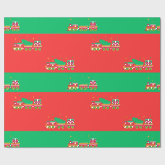 Christmas RED & GREEN With Trains. Santa Geschenkpapier (Flach)