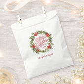 Christmas Red Green Wreath Holly Ivy Typografie Geschenktütchen (Ausgeschnitten)