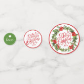 Christmas Red Green Wreath Holly Ivy Typografie Konfetti (Vorderseiten)
