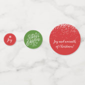 Christmas Red Green Wreath Holly Ivy Typografie Konfetti (Rückseiten)