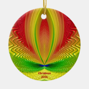 ~ CHRISTMAS Red Green Yellow 2024 Keramik Ornament