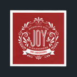 CHRISTMAS RED HOLIDAY JOY CHALKBOARD PERSONALISIER SERVIETTE<br><div class="desc">FREUEN SIE SICH: Helle und fröhliche Kalkboard-Stil Weihnachtsschmuck mit rot-weiß Retro Vintage dekorative Typografie und extravagante Wirbel. Personalisieren Sie es mit Ihrem Namen oder benutzerdefinierten Text. Klicken Sie auf Anpassen, um die Hintergrundfarbe zu ändern. Kann für feierliche Zuhause-Feiertage mit Freunden, Nachbarn und Familie genutzt werden. Auch macht eine tolle Herberge...</div>