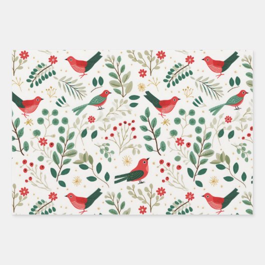 Christmas Red Holly Berries Geschenkpapier Set (Vorderseite 2)