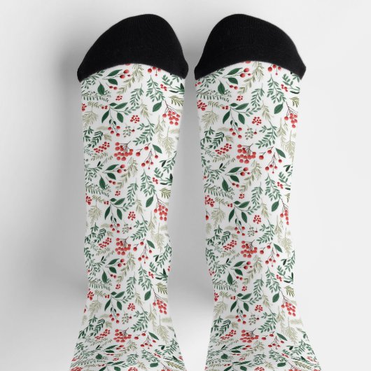 Christmas Red Holly Berries Socken (Oben)
