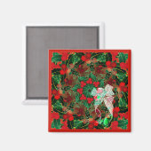 Christmas Red Holly Magnet (Vorderseite/Rückseite)