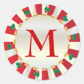 Christmas Red Holly Monogram Umschlag Aufkleber (Vorderseite)