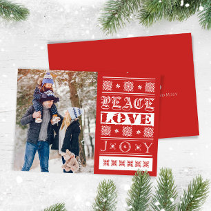 Christmas Red Joce Peace Liebe Holiday Foto Feiertagskarte