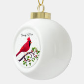 Christmas Red Kardinal Bird Keramik Kugel-Ornament (Rechts)