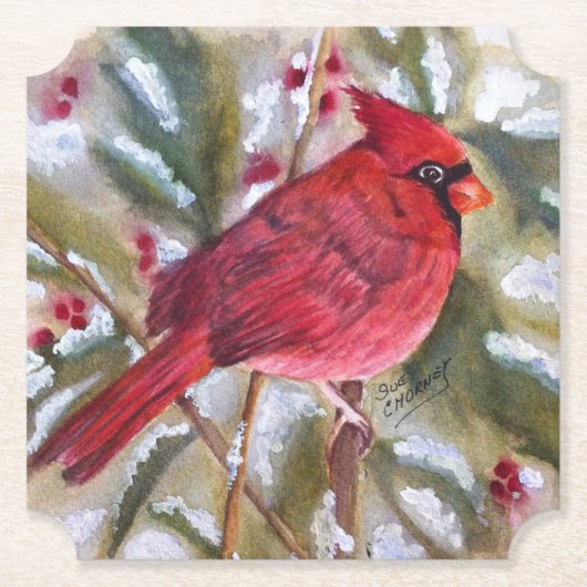 Christmas Red Kardinal Bird Untersetzer (Vorderseite)