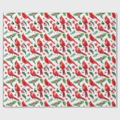 Christmas Red Kardinal Birds Holly Berry Brunch Geschenkpapier (Flach)