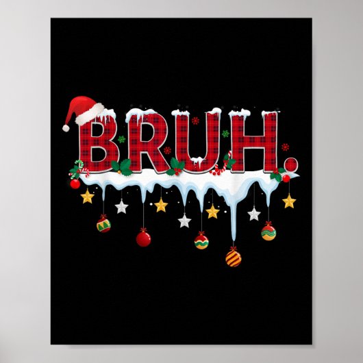 Christmas Red Kariert Bruh Funny Teens Boys Kids X Poster (Vorne)