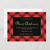 Christmas Red Kariert New Address Holiday Move Postkarte (Vorne/Hinten)