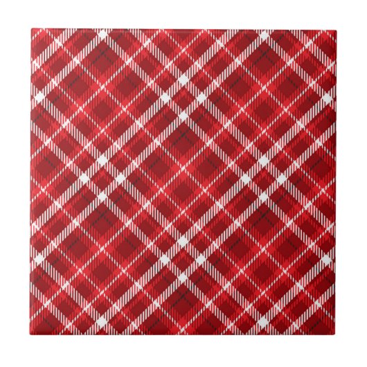 Christmas Red Kariert Pattern Design-62667 Fliese (Vorderseite)