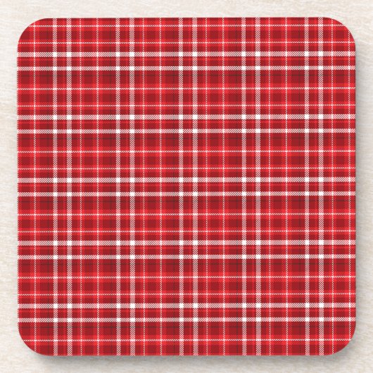 Christmas Red Kariert Pattern Design-62667 Getränkeuntersetzer (Vorderseite)