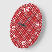 Christmas Red Kariert Pattern Design-62667 Große Wanduhr (Winkel)