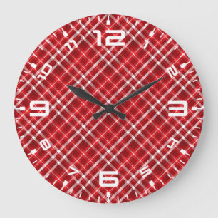 Christmas Red Kariert Pattern Design-62667 Große Wanduhr
