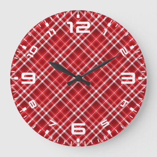 Christmas Red Kariert Pattern Design-62667 Große Wanduhr (Vorderseite)