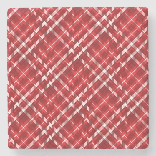 Christmas Red Kariert Pattern Design-62667 Steinuntersetzer (Vorderseite)