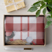 Christmas Red Kariert und Biewer Terrier Dog Seidenpapier (Geschenk)