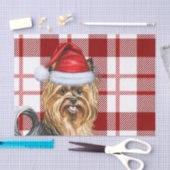 Christmas Red Kariert und Biewer Terrier Dog Seidenpapier (Handwerk)