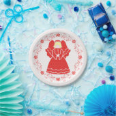 Christmas Red Lace Angel  Pappteller (Party)