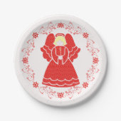 Christmas Red Lace Angel  Pappteller (Vorderseite)