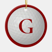 Christmas Red Monogram Golf Ball Keramik Ornament (Vorne)
