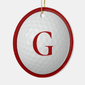 Christmas Red Monogram Golf Ball Keramik Ornament (Links)
