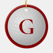 Christmas Red Monogram Golf Ball Keramik Ornament (Hinten)