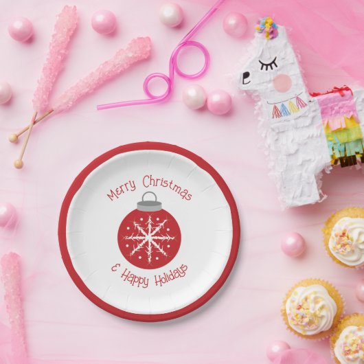 Christmas red ornament pappteller (Party)