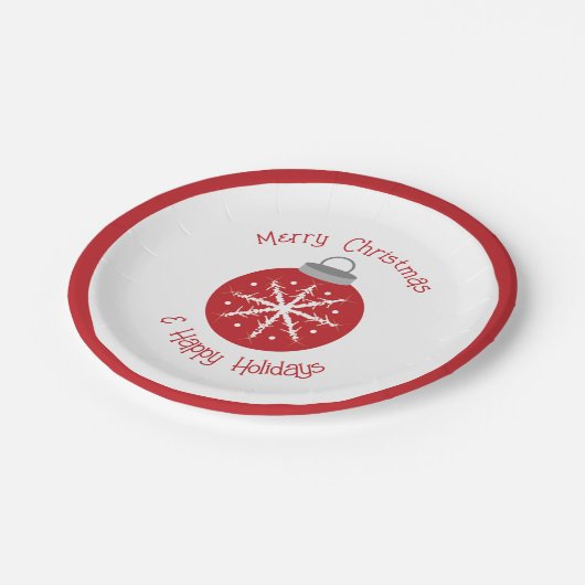 Christmas red ornament pappteller (Schrägansicht)