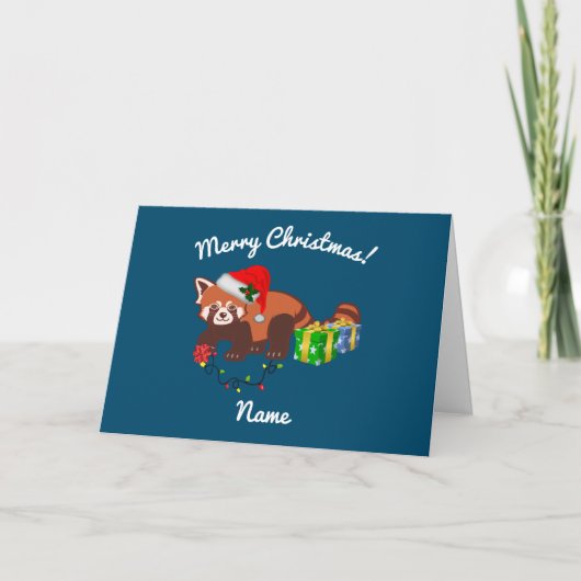 "Christmas Red Panda" geklappte Urlaubskarte Feiertagskarte (Vorderseite)