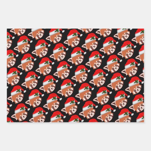 "Christmas Red Panda" Wrapping Paper Sheet Set Geschenkpapier Set (Vorderseite 2)