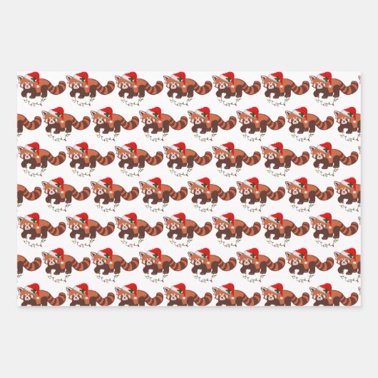 "Christmas Red Panda" Wrapping Paper Sheet Set Geschenkpapier Set (Vorderseite)